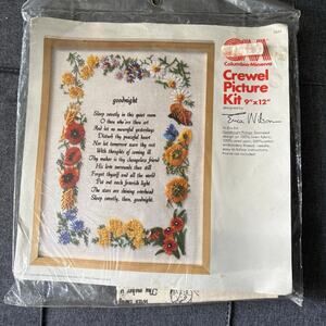 Goodnight Prayer Vintage Stamped Crewel Needlepoint Kit by Columbia-Minerva 1977